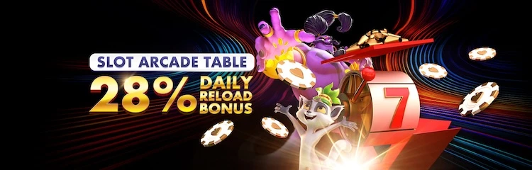 promo-28-percent-Daily-Reload-Bonus-on-Slot-Arcade-Table